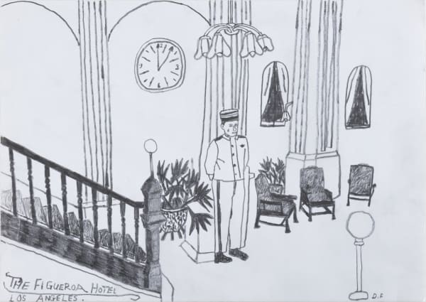 Danny Fox Study Of A Night Porter, 2018 Graphite on paper 11 3/4 x 16 1/2 inches 30.0 x 42.0 cm