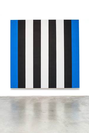 Mary Corse Untitled (White, Black, Blue Beveled), 2014 Glass microspheres in acrylic on canvas 84 x 84 inches