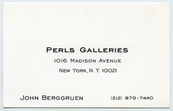 John Berggruen's Perls Galleries business card, 1960s
