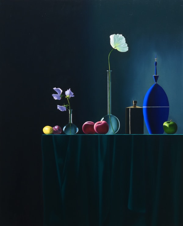 Bruce Cohen, b. 1953 Still Life on Green Tablecloth, 2020 Oil on canvas 44 x 36 inches 111.8 x 91.4 cm