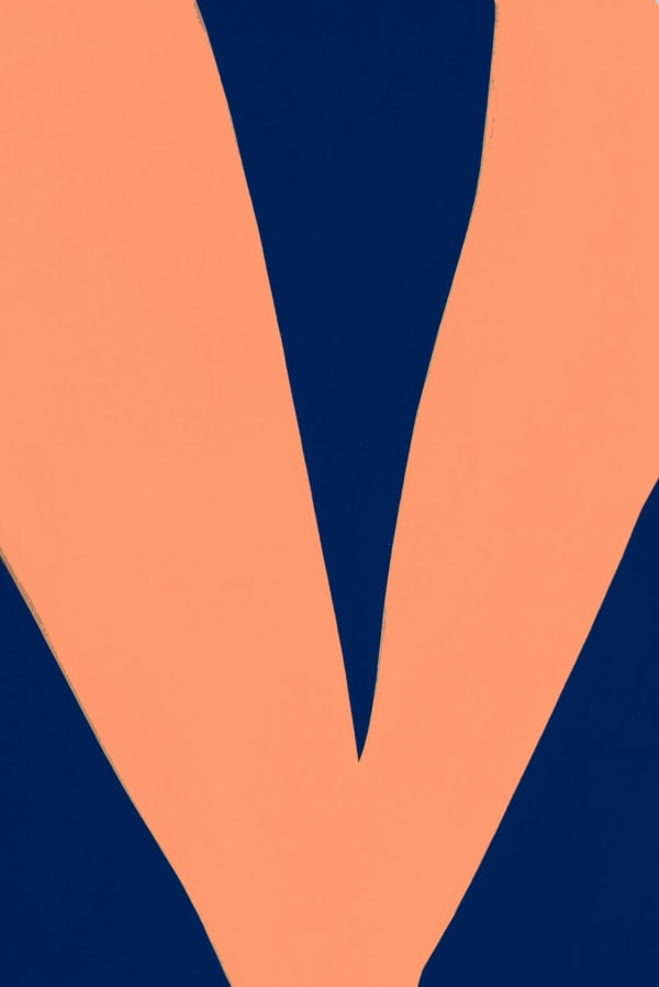 Paul Kremer Lift (peach/navy paper study), 2021 Signed, titled and dated verso Acrylic on paper 11 x 7 1/4 inches 27.9 x 18.4 cm