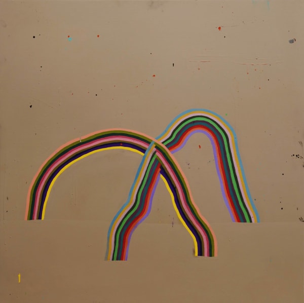 Alicia McCarthy Untitled, 2020 Gouache, spray paint, and house paint on wood panel 36 x 36 inches