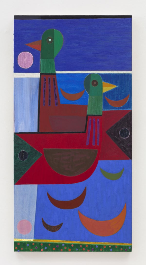 Austin Eddy Together At The End Where The Water And The Sky Become One., 2021 Oil, flashe, paper on canvas 48 x 24 inches