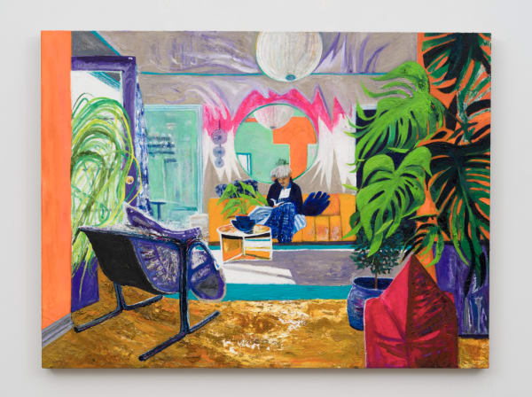 Raffi Kalenderian Chelito Reading, 2022-2023 Oil, ink, colored pencil on linen 36 x 48 inches 91.4 x 121.9 cm