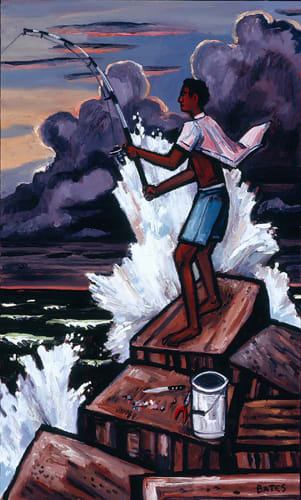 David Bates, b. 1952 Jetty Fisherman, 2007 Oil on canvas 40 x 24 inches 101.6 x 60.96 cm