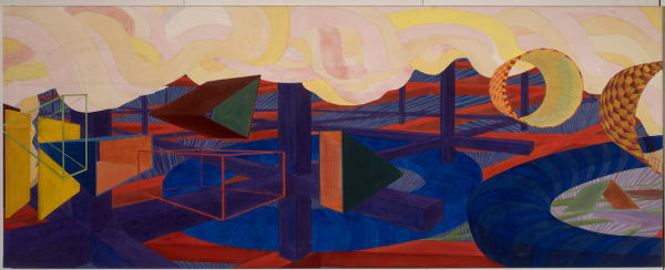 Al Held, 1928-2005 Study for Jacksonville Library Commission, c.2004 Watercolor on paper mounted on board 39 x 100 inches 99.06 x 254.0 cm