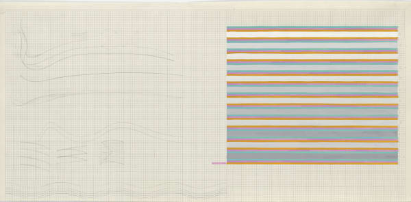 Bridget Riley, b. 1931 Untitled (Related to 'Sound'), 1972 Pencil and gouache on graph paper 13 1/2 x 28 inches 34.3 x 71.1 cm Framed: 21 1/4 x 36 1/2 x 1 3/4 inches 54 x 92.7 x 4.5 cm