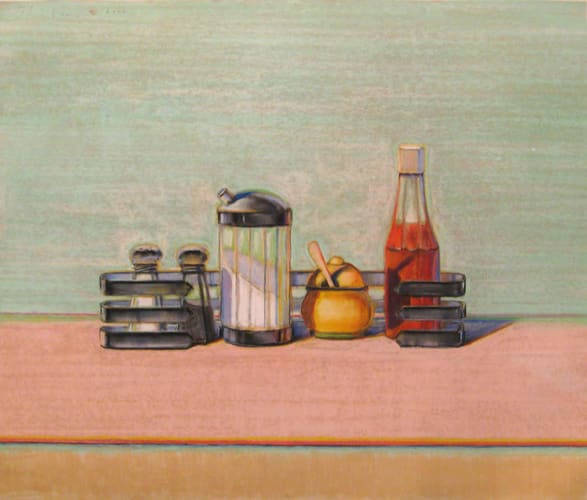 Wayne Thiebaud Caged Condiments, 2000 Pastel on paper 22 x 26 inches