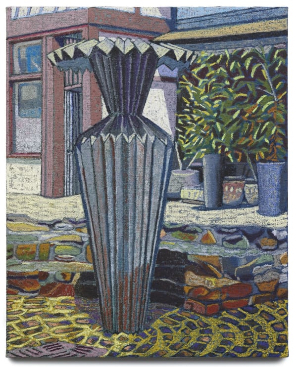 JJ Manford Ruth Asawa Fountain, Japantown, San Francisco, 2023 Oil stick, oil pastel, and Flashe on linen 30 x 24 inches