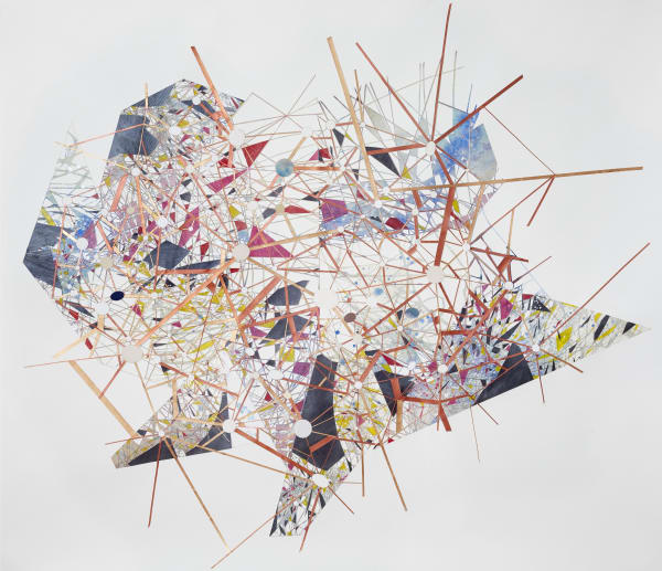 Val Britton, Cosmic Structure, 2021, Ink, acrylic, colored pencil, and collage on paper, 58 x 67 inches
