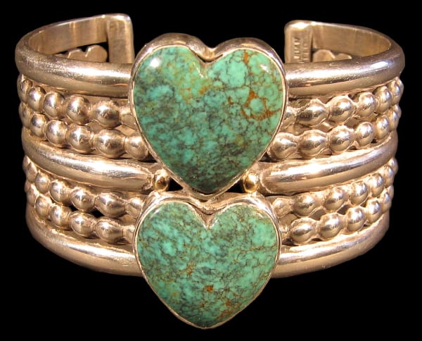 Sterling Silver and Turquoise Cuff Bracelet by Mike Bird Romero, c. 1995