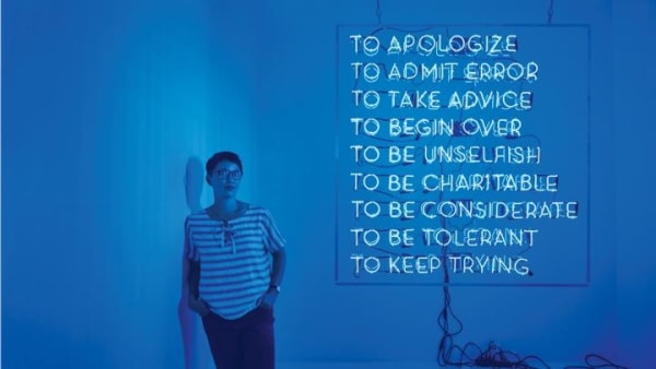 Infinitive (2017) borrows wording from a placard Lee discovered in an abandoned foundry. The piece honors what she describes as...