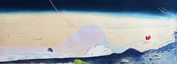 Allison Bianco, Haleakalā, House of the Sun 2022, intaglio, screen print, 9 x 24 inches, edition of 6
