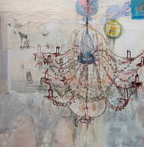 Chandelier 1996-98, mixed media on board: 48 x 47 inches
