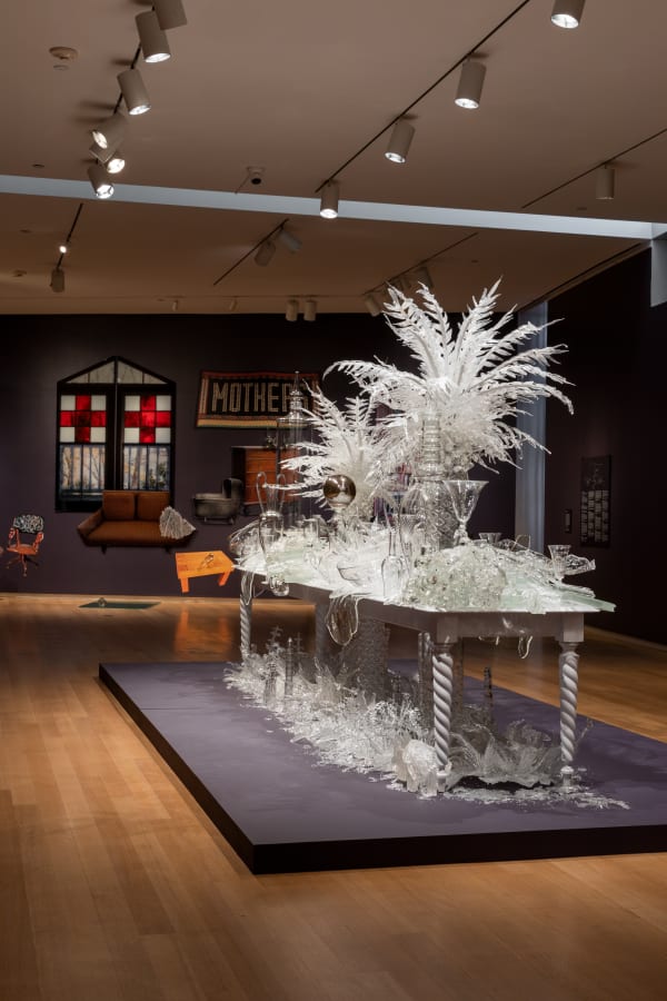 Installation image of Beth Lipman: Collective Elegy, Museum of Arts and Design, New York, 2020; Photo by Jenna Bascom Photography; courtesy the Museum of Arts and Design, New York