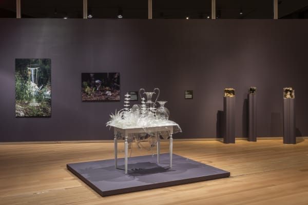 Installation image of Beth Lipman: Collective Elegy, Museum of Arts and Design, New York, 2020; Photo by Jenna Bascom Photography; courtesy the Museum of Arts and Design, New York