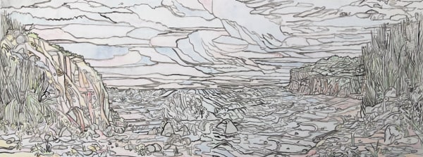 Nancy Friese, Waves 2022, raised line print, 24 x 50 inches, unique