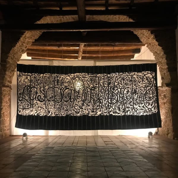 Serena Perrone, Lasciami stare/stare con me, 2021, hand-cut textile, 5 x 13 feet