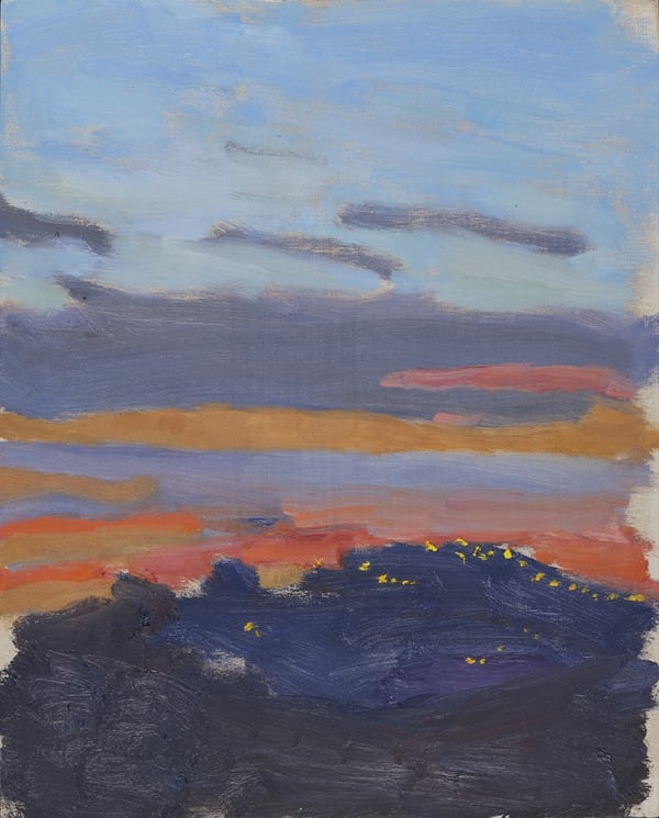 Danny Markey Sunset, Pignano oil on board 29.2 x 23.3 cm