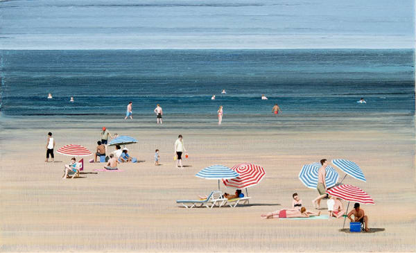 David Edmond, Beach 7.8 (Red, Blue and White Umbrellas)