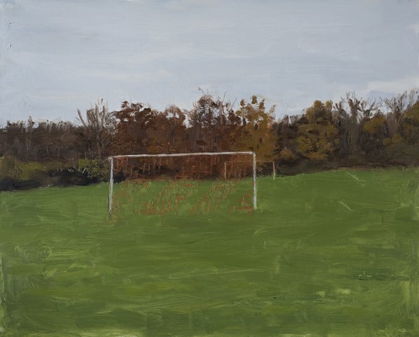 Danny Markey Goal with Orange Nets oil on board 30.8 x 38.3 cm