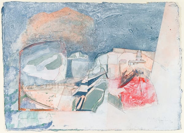 Jeremy Gardiner Winter Light, Lundy Jesmonite and acrylic on handmade cotton rag paper 30.5 x 43 cm