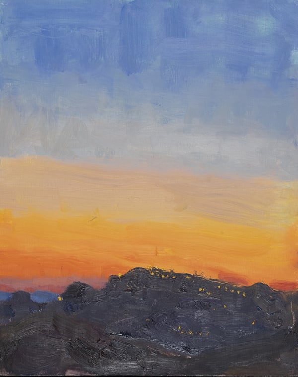 Danny Markey Volterra Sunset oil on board 29.4 x 23.5 cm