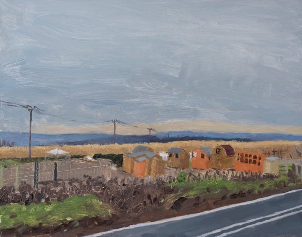 Danny Markey Sheds by the Roadside oil on board 30.5 x 38.5 cm