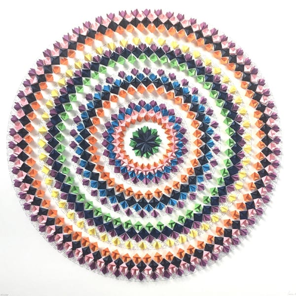 Caroline Attan Jardin a obscuras paper collage, handwritten poetry on card 84 x 84 cm