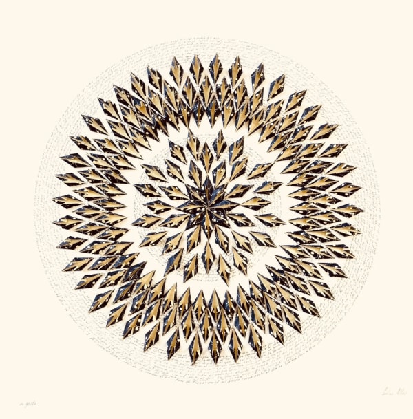 Caroline Attan Un gesto paper collage, handwritten poetry on card 52 x 52 cm