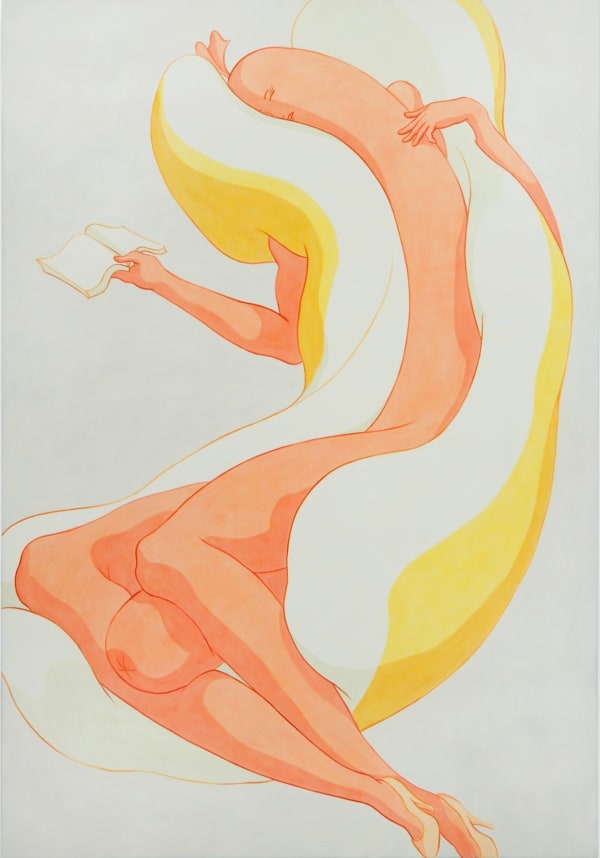Ivy Haldeman, Sleeping Figure, Face Turned, Fingers Touch Upper Torso, Open Book, 2017