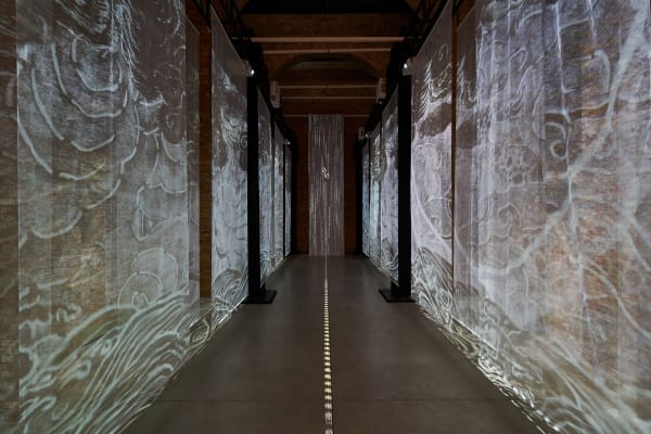 Installation view of “White Holes: The Mysteries and Modern Perceptions of Oracle Bone Script ” at 798CUBE, 2023. Photo: Sun...