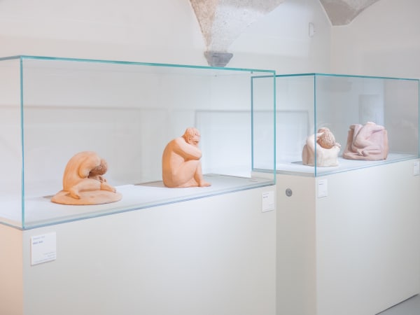 Essere uno. Tessuti e ceramiche di Alessandro Teoldi, veduta della mostra, Savona, 2024, Ph. Claudio Pagnacco