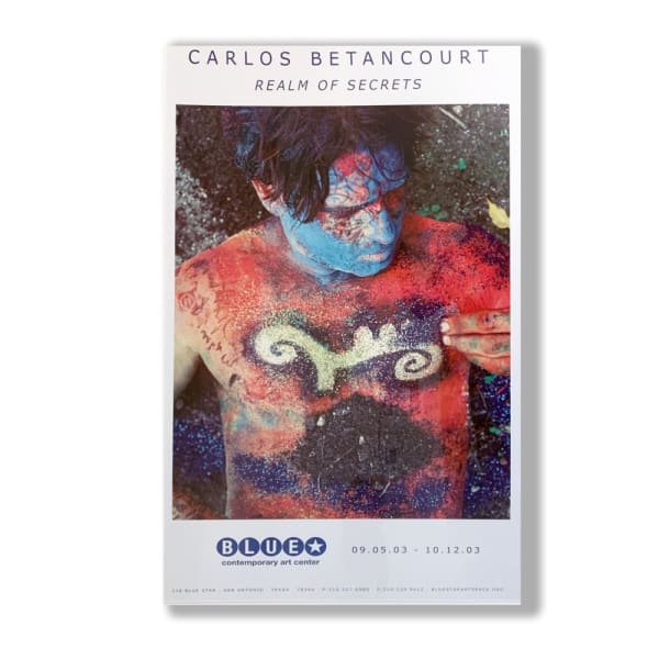 Carlos Betancourt, Exhibit Poster for Real of Secrets exhibit, ( Apito y Cenizas with Letter to Alberto), 2001