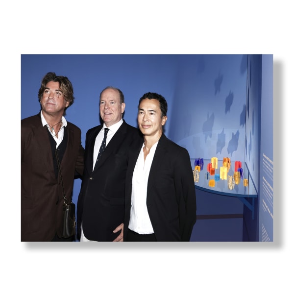 Meeting with PRINCE ALBERT II of Monaco during Demain L'Ocean exhibit in Monaco, Salle d'exposition du Quai Antoine 1er, Monaco