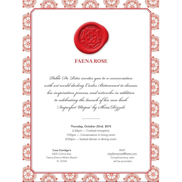 Book Launch dinner and conversations FAENA Rose