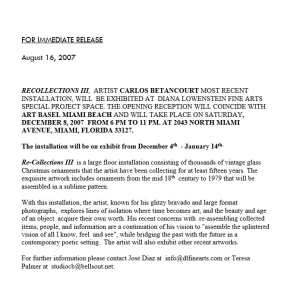 Press Release ReCollections DLFA III