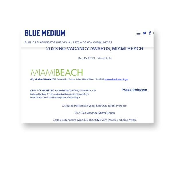 2022 No Vacancy Awards , Blue Medium
