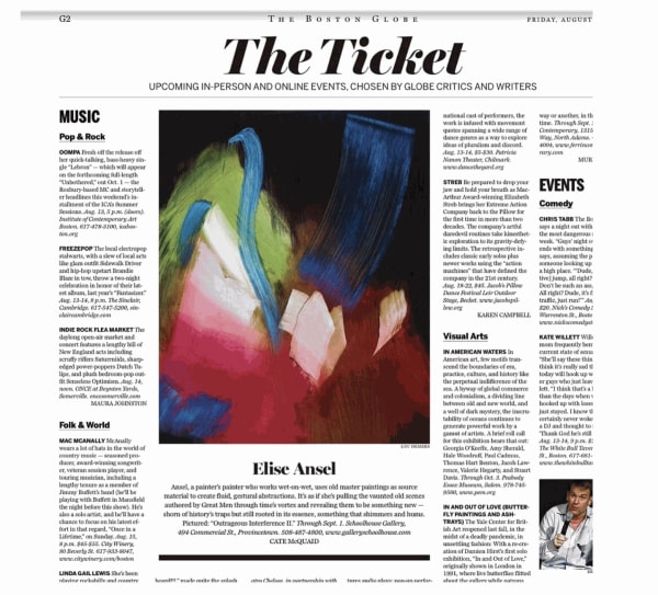 Elise Ansel in the Boston Globe