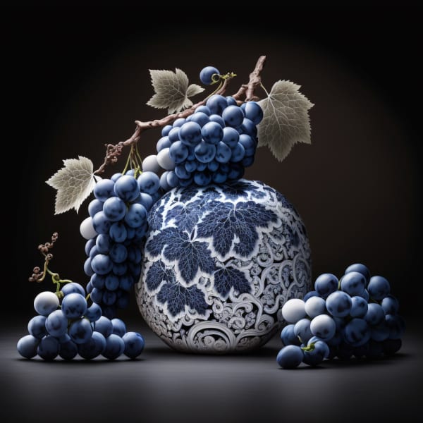 Still Life with Grapes and Ceramic Melon, 2022 Archival pigment print on paper, 10x10 up to 30 x 30 inches