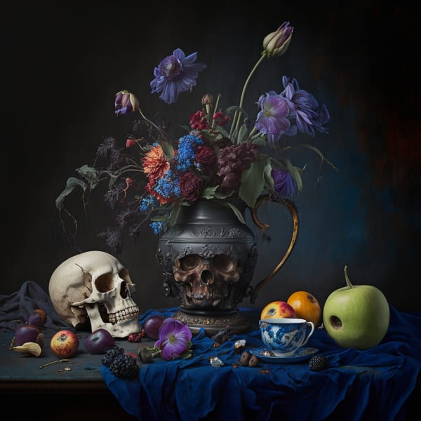 Still Life with Skull, 2023 Archival pigment print on paper, 10x10 up to 30 x 30 inches