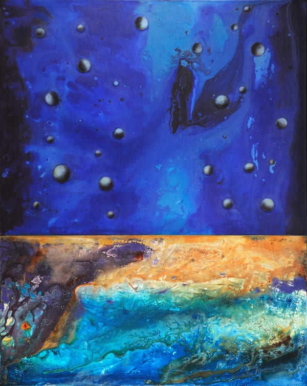 Expanse, 2011 Acrylic, sand, beads, charcoal, pigment, 60x48 inches