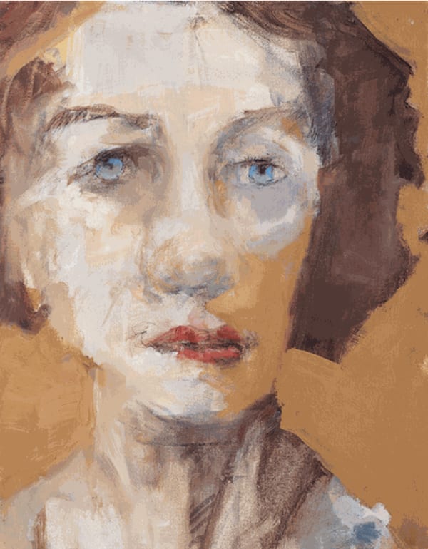 Jim Singelis, Blue Eyes, 2018 Oil, graphite on canvas, 18 x 14 inches