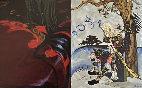 Rob Mango, Warrior Muse, 1995 Oil on canvas, oil on brushed aluminum, 33 x 50 inches