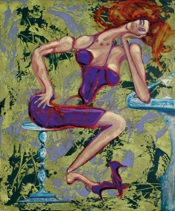 Rob Mango, Waiting at the Bar Oil on canvas, 65 x 54 inches