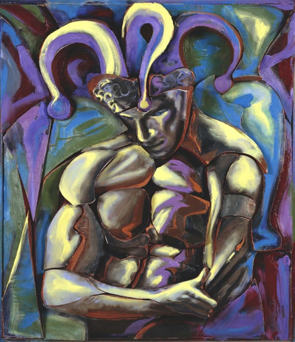 Rob Mango, Male Figure with Brushes, 1996 Oil on canvas over sculpted foam, 47 x 41 inches