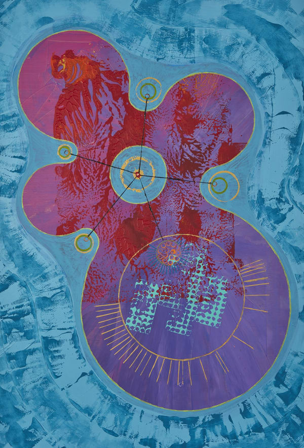 Steve Simpson, Steele Ripple, 2023 Acrylic, latex and spray paint on wood panel, 48 x 33 inches