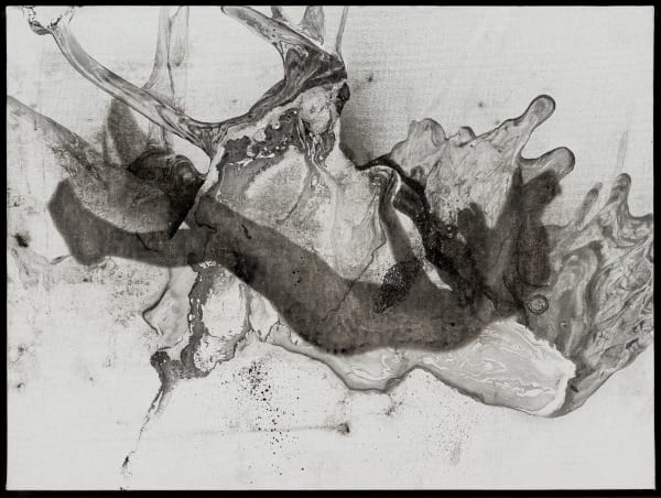 Eric Sanders, Come a Little Closer, 2023 Acrylic and Lithograph Transfer on canvas board, 12 x 16 inches