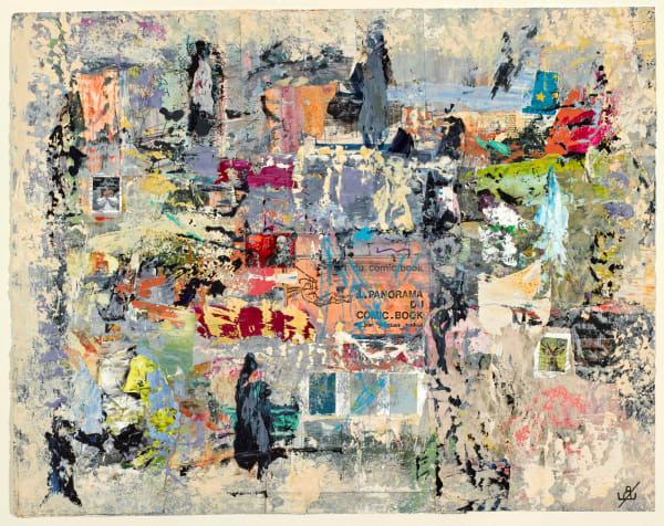 John Kingerlee, The Young Man's Story (Srik series), 2016 Collage on Indian Paper, 18 x 20 inches