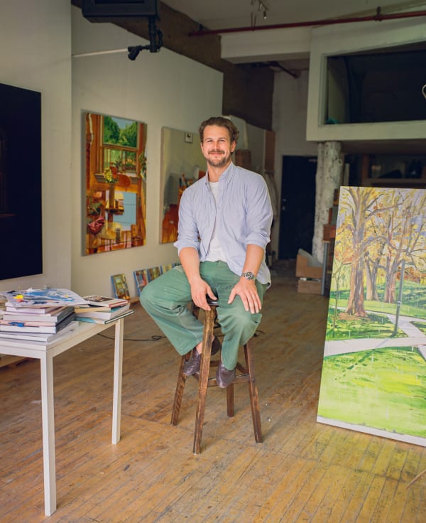 Keiran Brennan Hinton in his studio. Photo by Colin Outridge, courtesy of Charles Moffett.